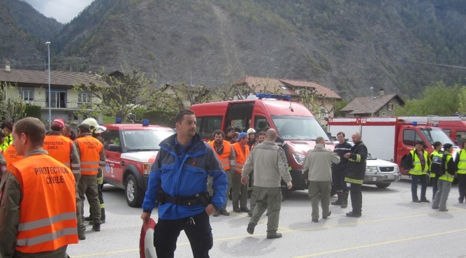 Exercice d'évacuation des secteurs en danger élevé de crue à Riddes